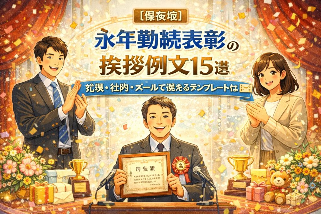 【保存版】永年勤続表彰の挨拶例文15選|式典・社内・メールで使えるテンプレート付き | あれこれ情報雑貨店